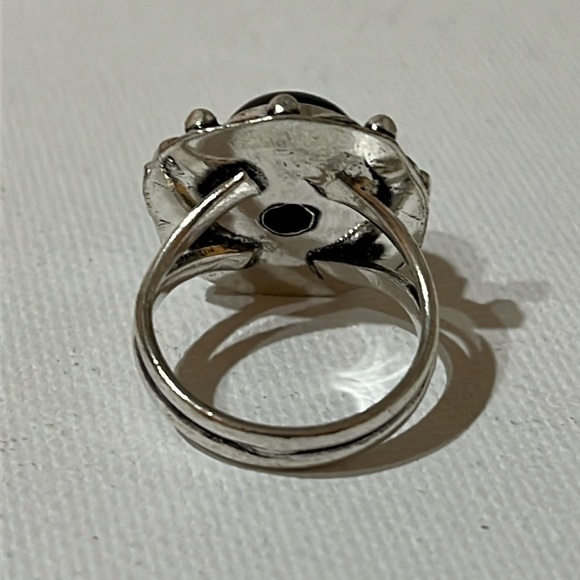 925 SILVER OVERLAY GEMSTONE RING TIGERS EYE SIZE 5.5-5.75 - Picture 5 of 8